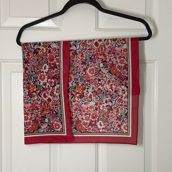 Burgundy Floral Square Scarf - Picture 6 of 8